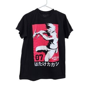 Naruto Shippuden Collection Black Anime Kakashi Sensie Graphic T-Shirt Medium